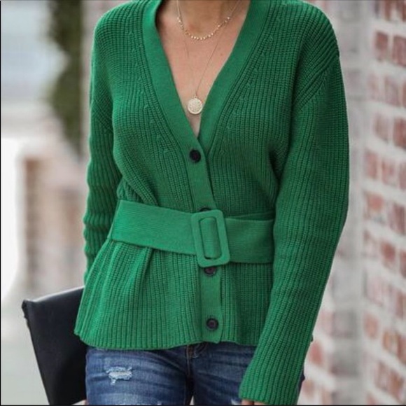 Green Belted Cardigan Sweater | Poshmark